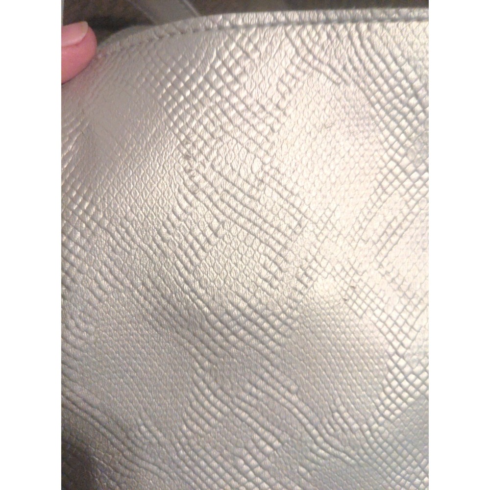 Bath & Body Works Large Silver Faux Leather Snakeskin Texture Tote Bag Purse - Picture 9 of 11